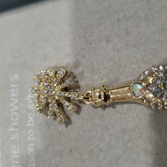 Baublebar gold tone pave Champagne Showers‎ snowflake Champagne bottle earrings - Picture 4 of 7